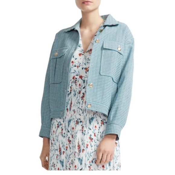 Maje Blue and White Checkered Blazer - Picture 4 of 6